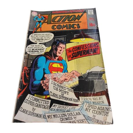 1969 DC Action Comics comic Superman/Legens of Super Heroes #380 15c FAIR
