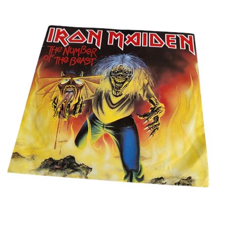 1982 Iron Maiden 'The Number of the Beast' 7" inch red vinyl record EMI5287