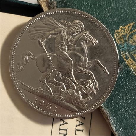 1951 'Festival of Britain' George VI / Five Shillings Crown Coin boxed EF