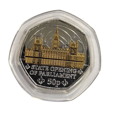 2024 'Opening Parliament' 24CT GOLD PART-PLATED Coin 50p Commemorative NEW