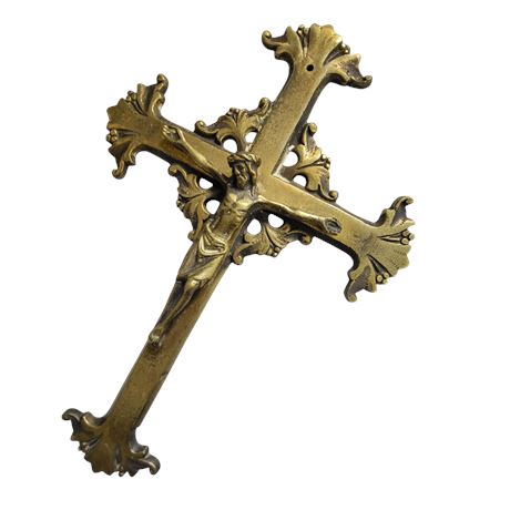 Vintage 12" Brass Jesus Christ Crucifix Holy Cross Christian Altar Décor VGC