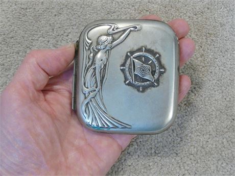 ANTIQUE 1920s ART NOUVEAU / NAUTICAL SCENE CIGARETTE CASE