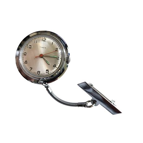 Vintage Timex Nurses Lapel watch hand-winding movement pin brooch WR GC