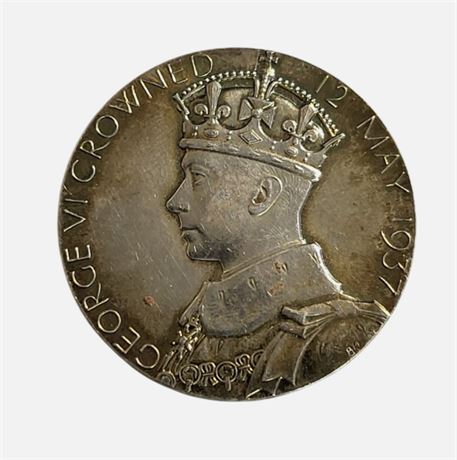 1937 George VI / Queen Elizabeth II Coronation silver medal medallion VGC