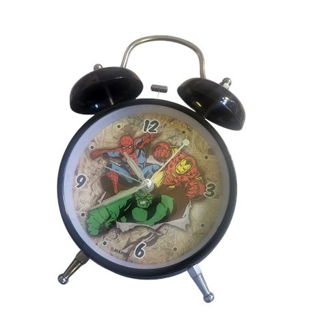 Marvel Avengers 'Comic Style' twin-bell Alarm Clock quartz movement VGC