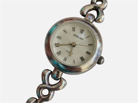Vintage Strand 925 Sterling Silver Ladies Bracelet Wristwatch Quartz Movement GC