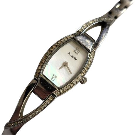 Vintage Accurist ladies wristwatch quartz movement crystal stones LB1215 MOP GC