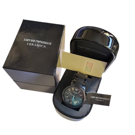 Vintage Emporio Armani Ceramica Gents Wristwatch Quartz AR-1452 BOX VGC