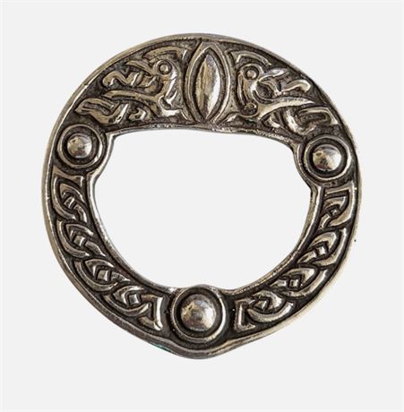 Antique 1948 Scottish Solid Silver Celtic Shield Brooch Robert Allison 11.0g