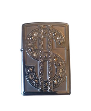 VINTAGE 2007 ZIPPO CIGARETTE  LIGHTER jewelled dollar sign BOXED VGC