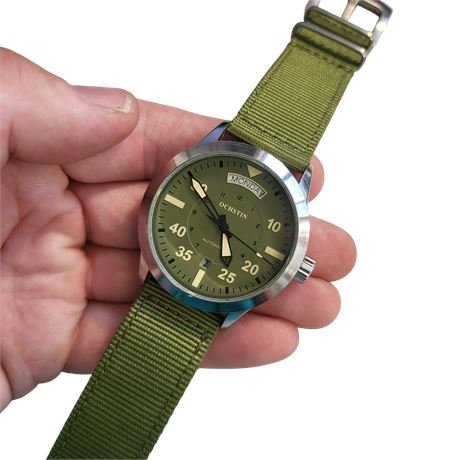 MODERN OCHSTIN MILITARY AUTOMATIC GENTS WRISTWATCH DAY DATE VGC