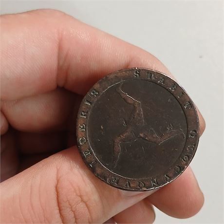 1798 King George III Isle of Man One Penny Copper Coin Fair Grade 21g GB