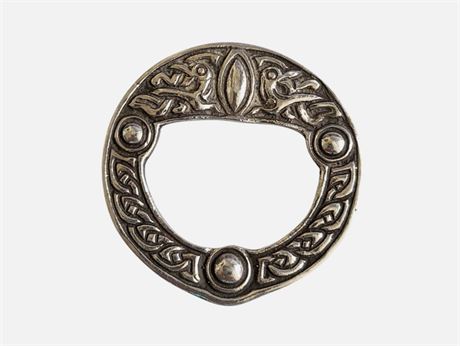Antique 1948 Scottish Solid Silver Celtic Shield Brooch Robert Allison 11.0g